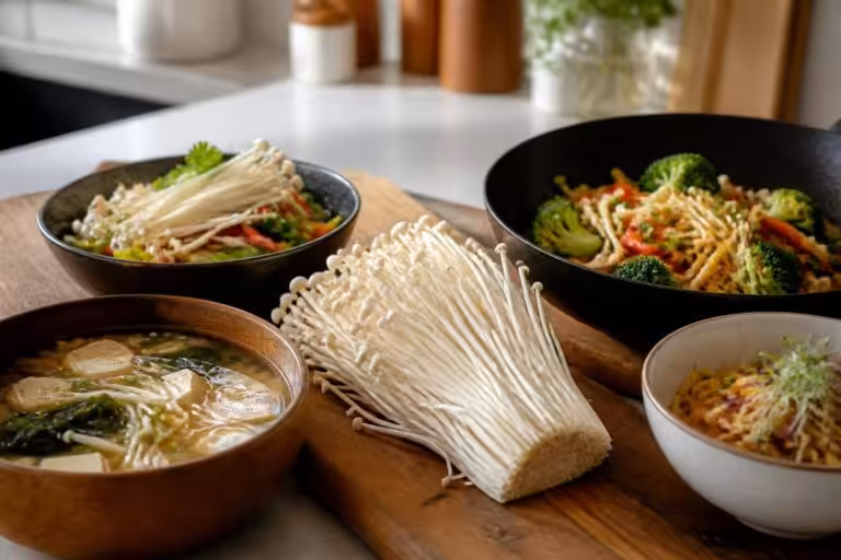 découvrez les champignons enoki : leur présentation, leurs bienfaits et des idées de recettes originales pour les cuisiner facilement et savourer toutes leurs saveurs.